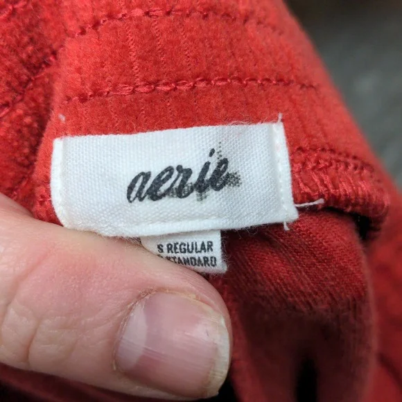 Aerie Groove On Rib Velour Flare Pants Orange Pull On Size Small - Picture 6 of 7